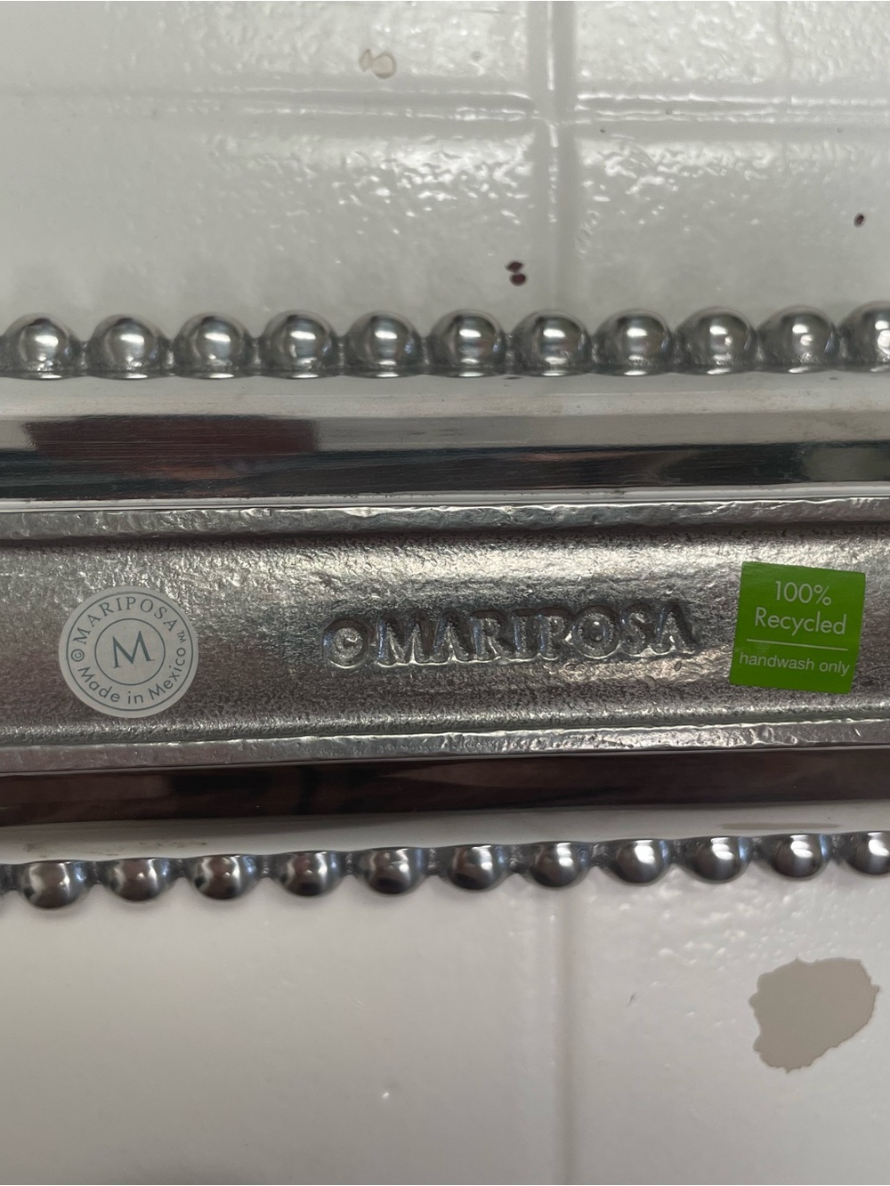 Mariposa Polished Silver Beaded Edge Tray